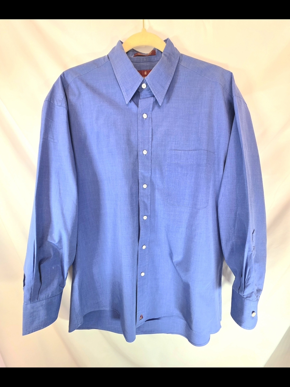 NWOT Nordstrom Primary Classic Blue 100% Crisp Cotton Men's Dress Shirt 15.5-31
